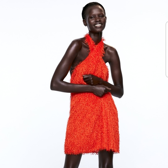 Pink Zara Orange Fringe Dress Zara Dresses Zara Fringed Halter Dress Nwt  Orange 28662 Poshmark